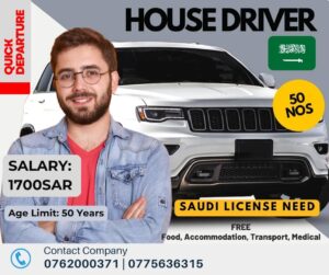 House Driver Jobs in Saudi Arabia for Sri Lankan